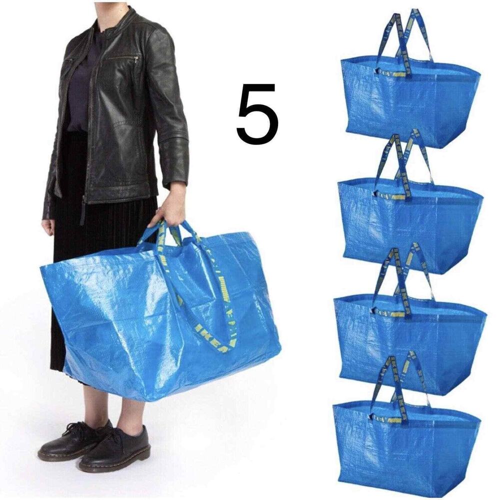 5 IKEA Large Tote Bags Shopping Laundry Grocery Eco Beach Moving College 55 Lb